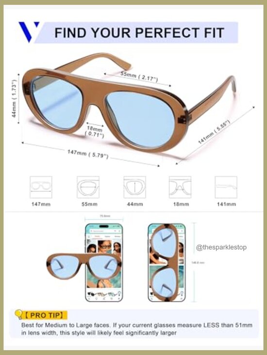Oversized Retro Aviator Sunglasses with UV Protection Plastic Frame main image 7